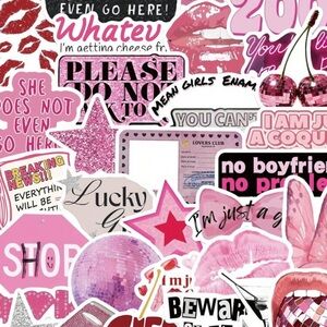 50pcs Pink JUST A GIRLS Sticker Aesthetic Funny Graffiti Decals